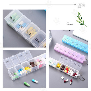 Khay Đựng Thuốc 7 Ngày Nhựa Trong Suốt, Hộp Chia Thuốc Mini Du Lịch Dễ Mang Theo