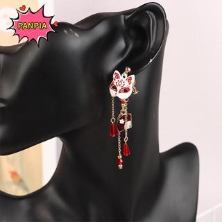 Bông tai mặt nạ cáo cổ điển dành cho nữ với hình trang sức quạt, phù hợp làm quà tặng