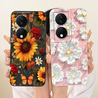 Vỏ bảo vệ Camera cho Honor X7b CLK-LX1 / Honor 90 Smart CLK-LX3 / Play 8T / Play 80 Plus Vỏ mềm hình hoa thanh lịch