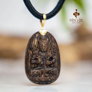 Mặt Trầm Hương Lên Khuy 10K- Trầm Sánh Chìm - Tặng kèm Dây Dù - Trầm Hương Yên Lộc