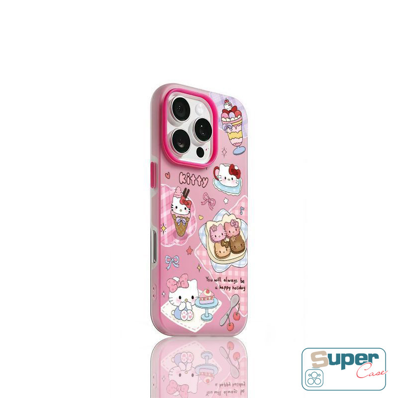 Ốp Lưng Tương Thích Cho IPhone 17 16 11 13 15 14 12 Pro Max 17 15 16 Pro XR Air 7Plus X XS Max Thời Trang Mèo Con Dễ Thương Món Tráng Miệng Silicon Mới 2 in1