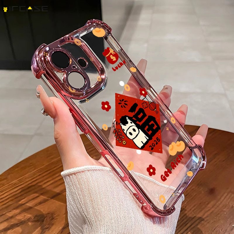 Dành Cho Redmi Note 12 12R 11 11T 10 10T Pro 12S Turbo Lite 4G 5G Ốp Điện Thoại 2026 Ngựa Đỏ Vàng Tết Nguyên Đán Chúc Mừng Văn Bản Làm Giàu Hoa Hoạt Hình Dễ Thương Vỏ Mềm
