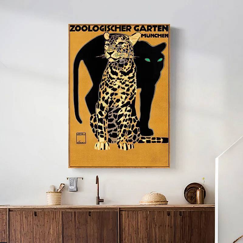 Phong cách Bắc Âu trừu tượng poster lõi nhiệt đới rừng động vật tranh canvas cho phòng khách sofa nền trang trí tường