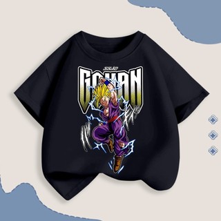 Áo thun ngắn tay thoải mái, thân thiện với da, in hình nhân vật Gohan trong Dragon Ball dành cho bé trai, một mặt