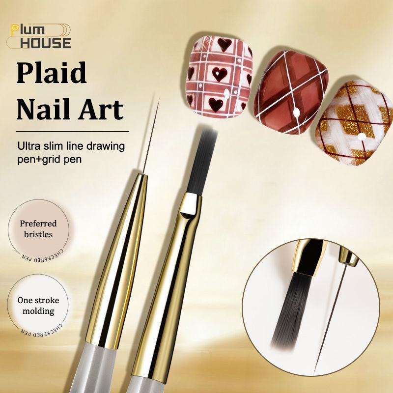 PlumHOUSE Móng Tay Nghệ Thuật Tranh Bàn Chải Acrylic Đường Bút Sọc Lưới Hoa Vẽ Màu Nước Bàn Chải UV Gel DIY Thiết Kế Làm Móng Tay VN
