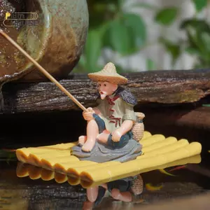 PlumHOUSE 1 Cái Trang Trí Ngoài Trời Bè Tre Người Cá Hình Người Cao Tuổi Ngư Dân Tượng PVC Cho Sân Nổi Trang Trí Bể Cá VN