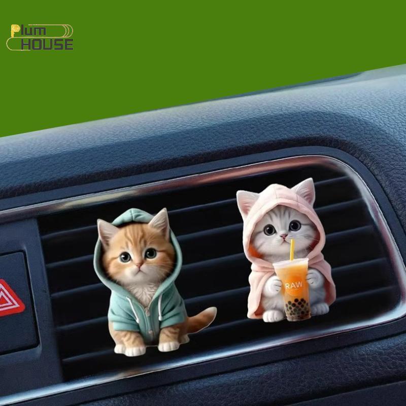 PlumHOUSE Ổ Cắm Ô Tô Thông Hơi Kẹp Nước Hoa 2D Mèo Làm Mát Không Khí Khuếch Tán Điều Hòa Hương Liệu Kẹp Nước Hoa Trang Trí Nội Thất Ô Tô VN