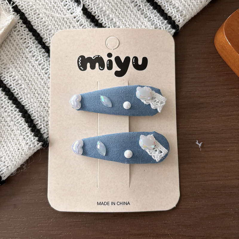 Phụ kiện tóc nơ Denim cho bé gái