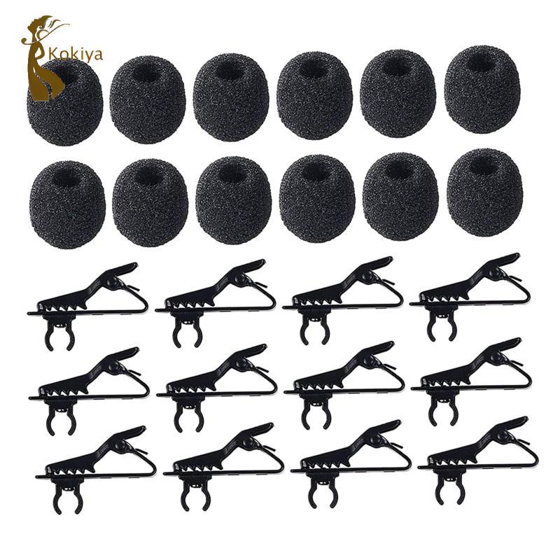 24 Miếng Lavalier Mic Kẹp Dây Xốp Kính Chắn Gió Có Kẹp Dây Buộc Kim Loại Nhẹ Phụ Kiện Di Động Thích Hợp Cho Bài Thuyết Trình Sân Khấu