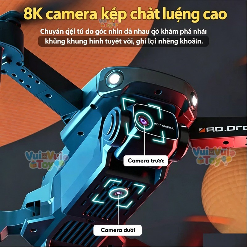 Flycam MAX DRONE Camera Kép HD - Remote Có Màn Hình | Gấp Gọn + Tặng Full Phụ Kiện