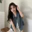 Áo sơ mi Denim thời trang ngắn dáng rộng mùa hè phù hợp với mọi phong cách Hồng Kông