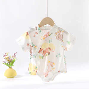 Sơ Sinh Bé Onesie Tay Ngắn Mỏng Hồ Tiểu Bang Leo Núi Cho Bé Onesie Cotton Nguyên Chất Bé Trai Bé Gái Tam Giác Áo Liền Quần