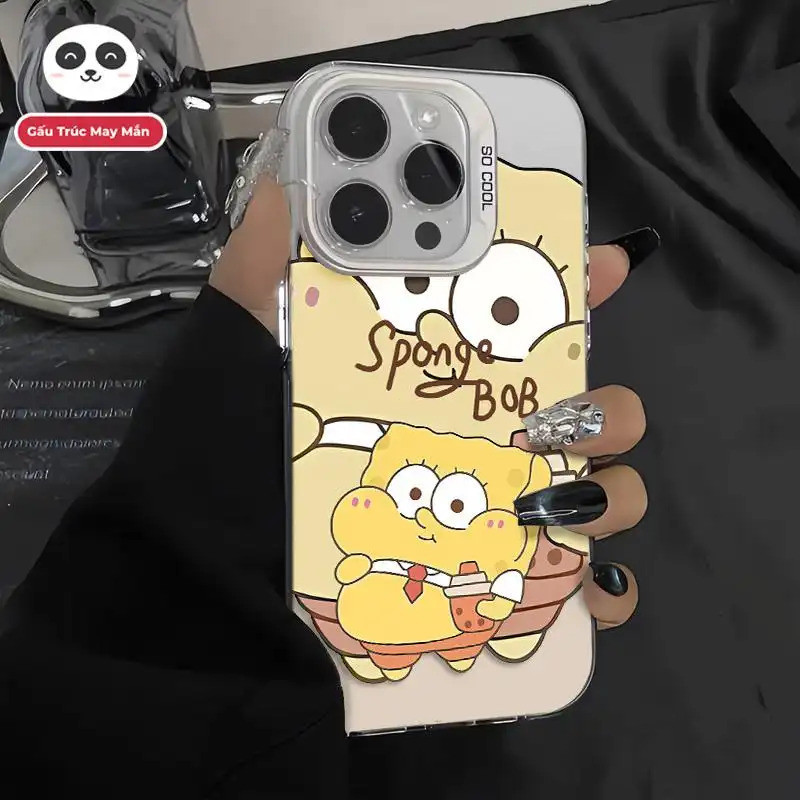 Trường hợp iPhone với SpongeBob & Patrick là bạn bè tốt nhất Khung máy ảnh chống sốc - Tương thích với 16/15/14/13/12/11