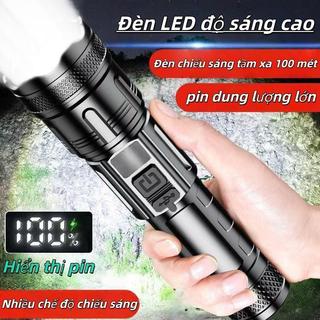 Đèn pin laser trắng màn hình kỹ thuật số, siêu sáng, thời lượng pin dài, đèn pin sửa chữa khẩn cấp đa chức năng ngoài