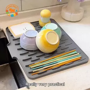 CANAMEK Silicone Dish Sấy Thảm Dễ Dàng Làm Sạch Chống Chảy Nghiêng Thiết Kế Kích Thước Lớn Cho Mặt Bàn Bộ Đồ Ăn Bảo Vệ Sấy CSF