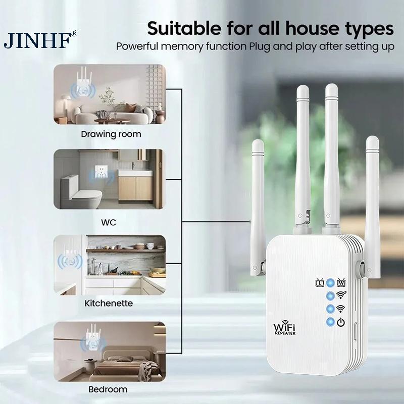 Bộ mở rộng phạm vi WiFi JINHF Bộ khuếch đại lặp lại tín hiệu có dây Bảo hiểm nâng cao cho phòng ngủ Văn phòng tại nhà Nhiều thiết bị Hỗ trợ HOT