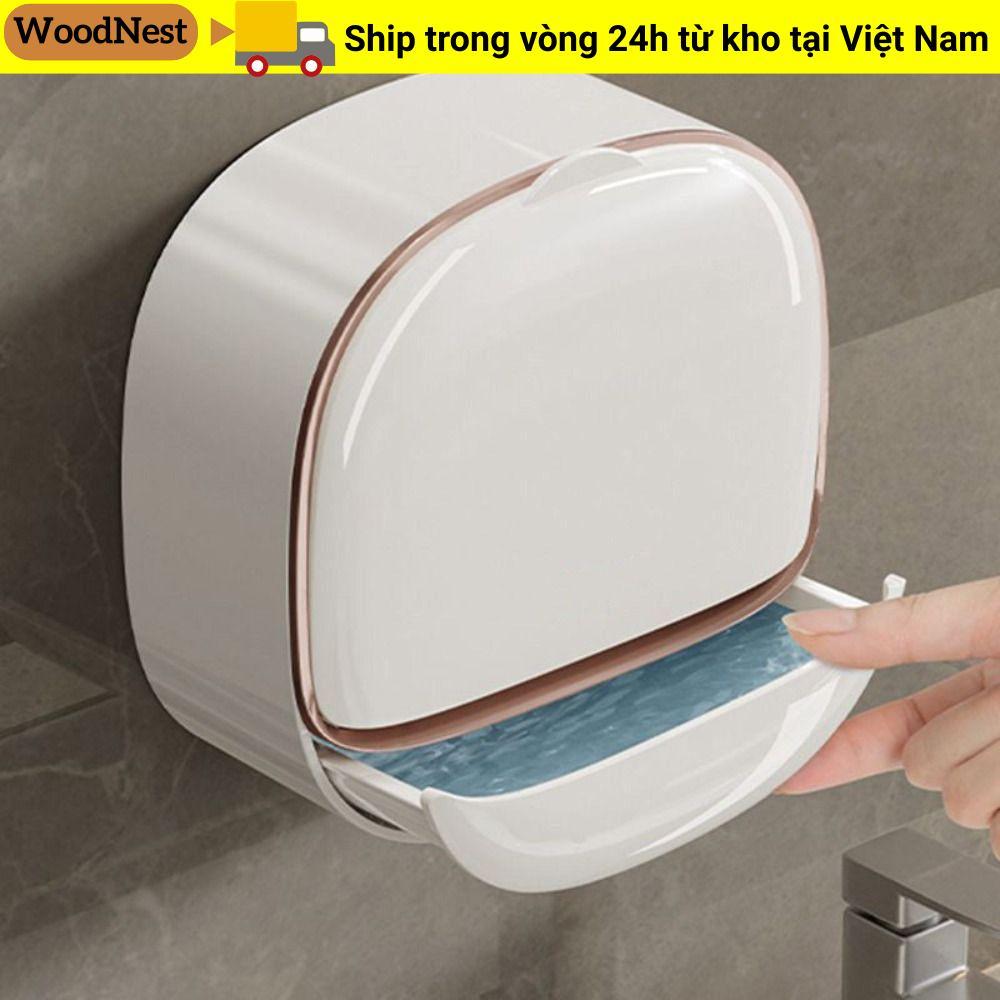 Hộp đựng xà phòng WOODNEST, Không đục lỗ kèm hộp thoát nước Đĩa xà phòng, Phụ kiện phòng tắm chống nước lật treo tường