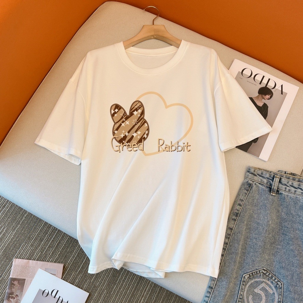 （Giao hàng 24h）Angela Áo phông nữ form vừa chất COTTON 100% mềm mịn, thoáng mát, màu TRẮNG, hình in đa dạng, nhiều kiểu