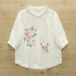 [Sẵn Sàng] Áo Sơ Mi Nữ 100% Sợi Cotton Cao Cấp Mùa Hè Mới Áo Sơ Mi Ngắn Tay In Hình Áo Sơ Mi Rời Cardigan