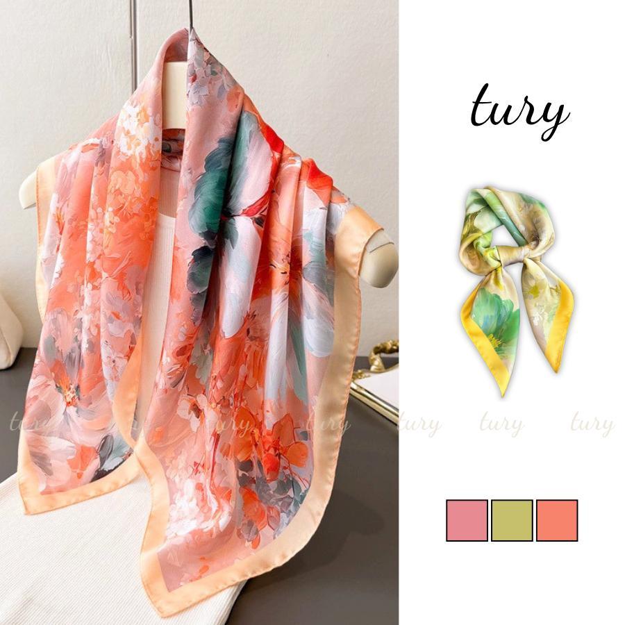 Khăn Lụa Nữ 70 - Tury - Khăn Lụa Hoa Phối Màu Siêu Xinh Phong Cách Mùa Hè - KL102