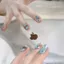 Tuyên Ngôn Handmade Đeo Móng Tay Bầu Không Khí Xanh Chấm Bi Champagne Nhấp Nháy Làm Trắng Da Cao Cấp Phù Hợp Với Manic