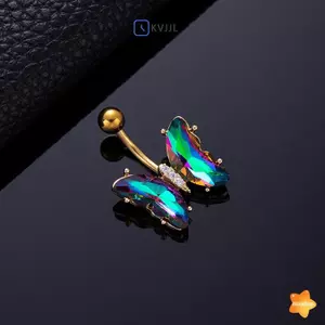 Vòng rốn bướm bằng thép không gỉ Vòng xỏ lỗ rốn dành cho nữ Cô gái Vòng đeo bụng gợi cảm Trang sức cơ thể mới
