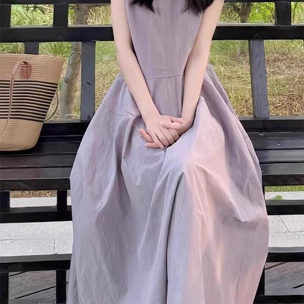 [Giảm giá 50%] Váy Vest không tay màu tím dành cho nữ Phong cách mới Đẹp thường ngày Tính khí đơn giản eo hẹp dáng ôm hơn