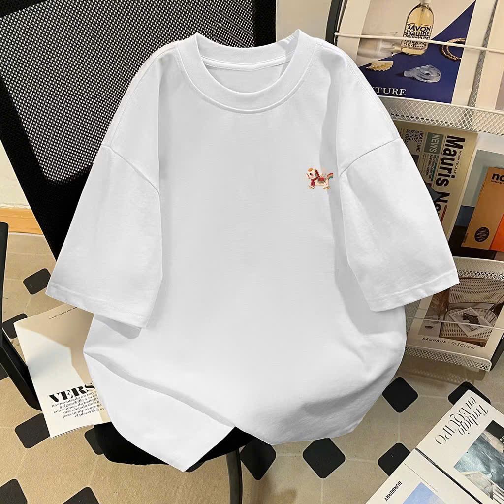 Áo phông cotton unisex nam nữ thoải mái, thiết kế chữ LUCKKY in ngực - THOITRANG