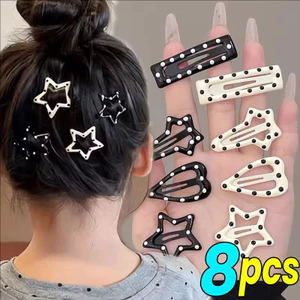 4 / 8 Chiếc - Retro Chấm Bi Tóc Barrettes Ngôi Sao Giọt Nước Mỏ Vịt Kẹp Tóc Hợp Kim Dễ Thương Cho Nữ Bé Gái Y2K Nổ Kẹp Phụ Kiện Tóc
