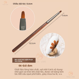Bàn Chải Làm Móng Tay Phong Cách Nhật Bản Màu Nâu Hai Đầu Bút Vẽ Ống Nhôm Quét Acrylic Que Dài Keo-
