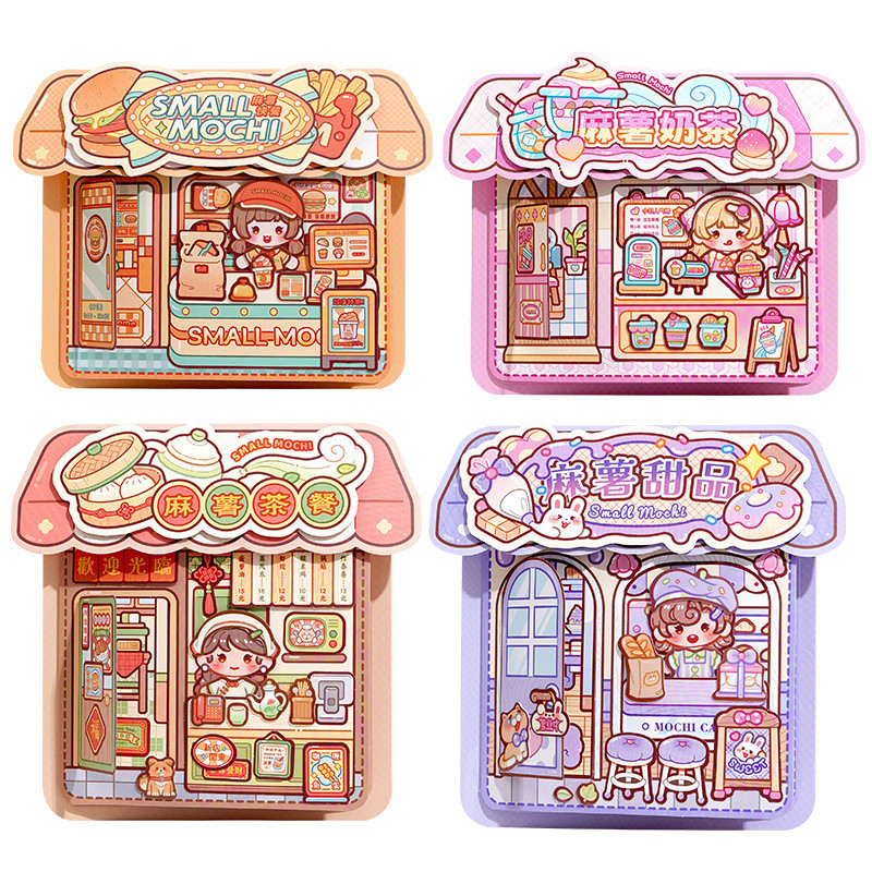 Little Mochi Jelly Sticker Sách Yên Tĩnh Cô Gái Trẻ Em Trang Ba Ngôi Cảnh Lớn Cắt Không Có Thể Giặt Được Sách Đồ Chơi Giải Nén