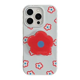 Ốp Silicon Hoa Đỏ Phong Cách Hàn Quốc Có Giá Đỡ Cho Iphone 17 17pro 16 15 14 12 13 PRO MAX Vỏ Bảo Vệ MT2714