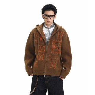 Áo Cardigan Unisex Thiết Kế Jacquard Cao Cấp, Phong Cách Đường Phố từ ESEA