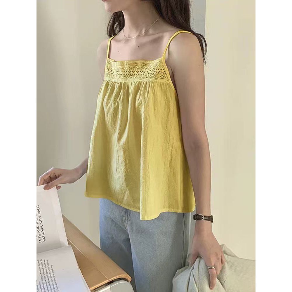 Áo yếm thêu mùa xuân hè, phong cách mới, kích cỡ lớn, đáy rộng, chất liệu lanh cotton