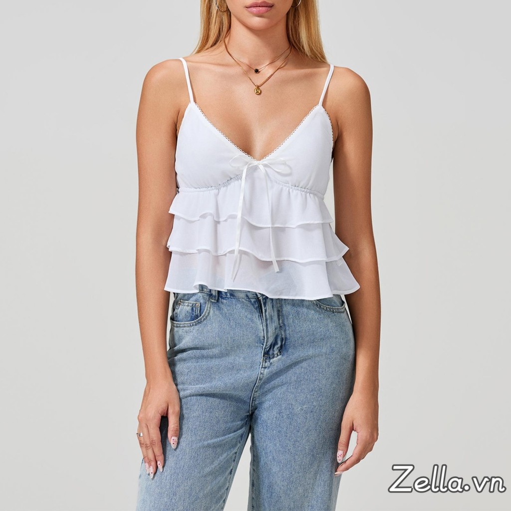 Áo Croptop Dây Spaghetti Cho Phụ Nữ, Cổ Chữ V, Màu Trơn, Thích Hợp Mùa Hè