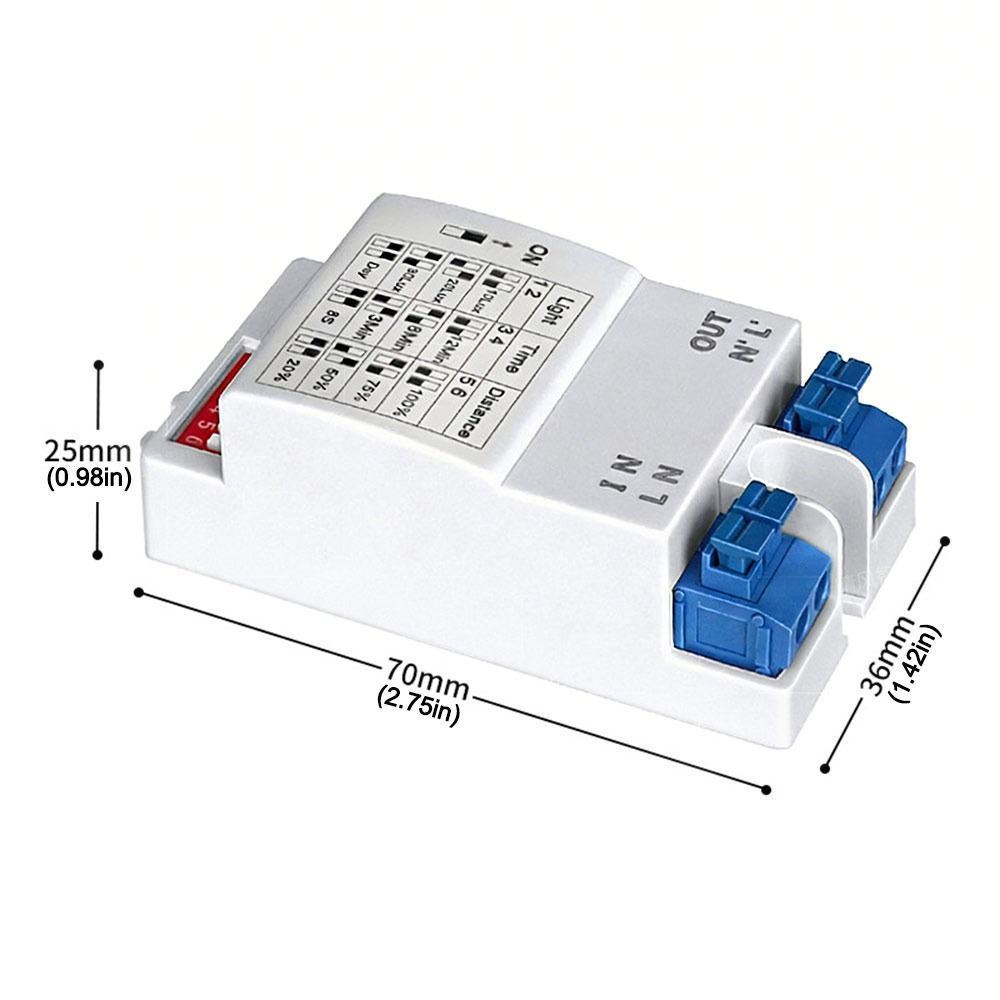 Cảm biến vi sóng JUIC, Radar vi sóng phát hiện chuyển động 220V, Dễ dàng cài đặt Công tắc cảm biến tự động 5,8 GHz có thể điều chỉnh Điều khiển ánh sáng