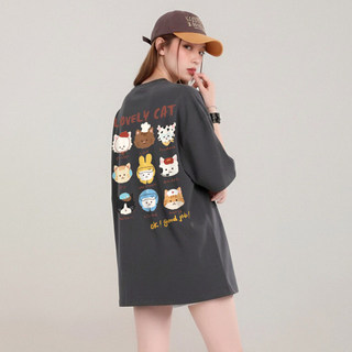HIIXIIVI 2026 Mùa Hè Cotton Tee Phong Cách Hàn Quốc Nữ Tay Ngắn Thời Trang Unisex Cổ Tròn Rời Plus Kích Thước Áo Thường Ngày