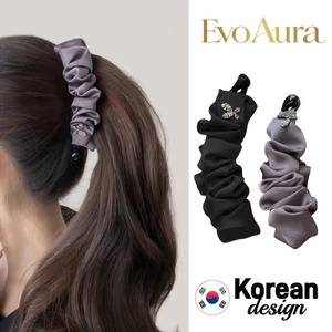 Satin Ruched Chuối Tóc Cho Nữ Ngay Lập Tức Cao Đuôi Ngựa Kẹp Tóc Bướm Thanh Lịch