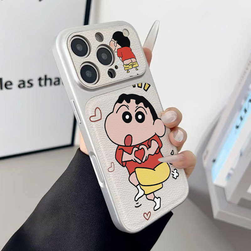 Ốp lưng iPhone Crayon Shin-Chan Bao da mềm cao cấp đựng máy ảnh - iP 7/8/X/XS/XR/11/12/13/14/15/16/17/Plus/Air/Pro/Max