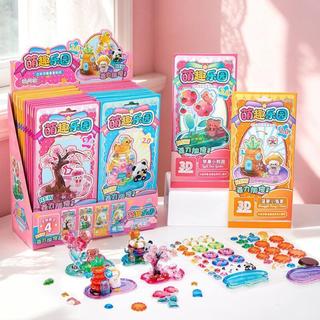 ENWEI 1 Cái [Dòng Xứ Sở Thần Tiên Dễ Thương] Dập Nổi Xếp Chồng Vui Vẻ Dán Dứa Bunny Panda Phong Cách Hoạt Hình Cho Tạp Chí Thêu Sò