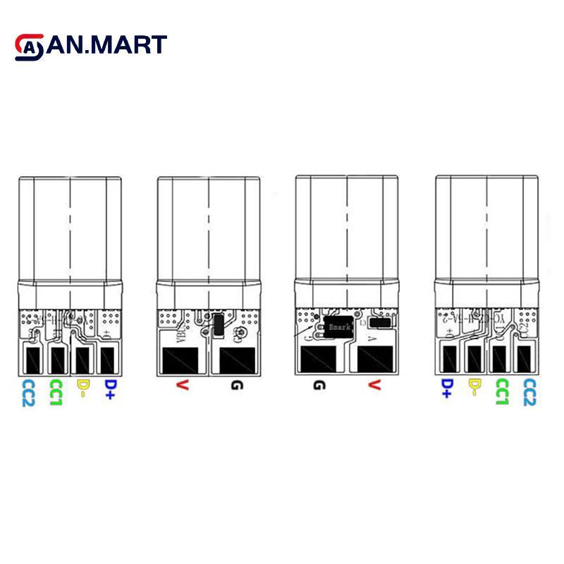 AN.MART Sạc Nhanh Type-C USB 65W 5A Đầu Nối Nam Hàn Với 5Pin PCB + Loại A Nam 6 Pin USB DIY Bộ Sạc Dữ Liệu OTG VN