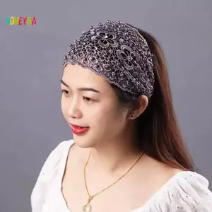 < Honeyba > Băng đô thêu ren ngọc trai rỗng mỏng rộng vành ren tóc cho nữ thoáng khí Mũ phụ kiện đẹp
