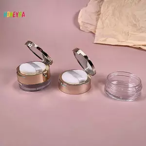 < Honeyba > Hộp nhựa đựng bột mỹ phẩm di động màu vàng 6g Nồi bột rời rỗng có sàng đựng bình trang điểm du lịch có ống phồng đẹp
