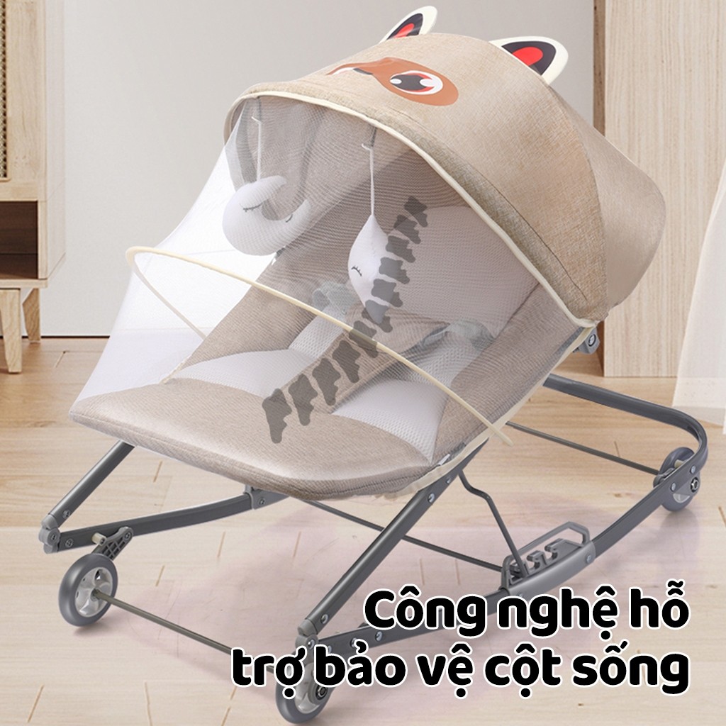 iiko Ghế Rung Có Màn Chụp Cho Bé Ghế Nằm Ru Ngủ Có Tay Đẩy Gấp Gọn Tiện Lợi