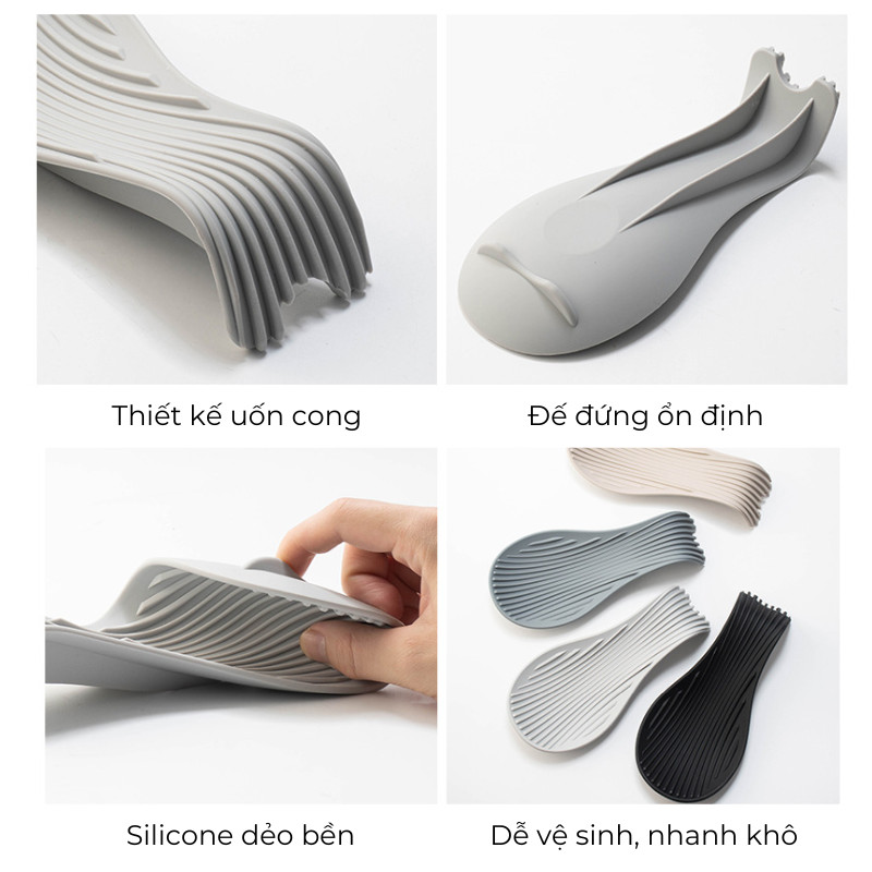 Giá Đỡ Thìa Silicone Chịu Nhiệt Cao Cấp – Kệ Gác Vá Muỗng Chống Trượt Cho Nhà Bếp | 383