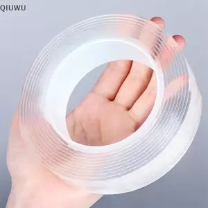 Băng keo Nano QIUWU 1 / 2 / 3 / 5M Băng keo hai mặt trong suốt có thể tái sử dụng Băng dính chống thấm nước có thể tái sử dụng Băng đựng đồ dùng phòng tắm nhà bếp có thể làm sạch.
