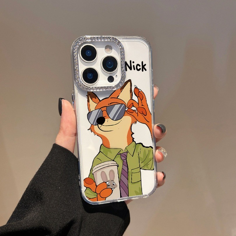 Ốp điện thoại trong suốt in hình cặp đôi ngộ nghĩnh Nick Judy cho Google Pixel 9A 8A 7A 6A 4A 6 7 8 10 9 Pro XL Vỏ kim cương giả chống rơi