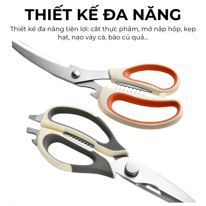 Bộ 2 Kéo Nhà Bếp Đa Năng KOOBEE Inox 420 Cao Cấp - Kéo Cắt Gà Tách Rời Dễ Vệ Sinh, Tay Cầm Silicon Chống Trượt | 384