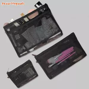 Túi đựng mỹ phẩm lưới FAVORITEGOODS, Tổ chức mỹ phẩm Túi đựng đồ trang điểm hai lớp, Túi đựng đồ du lịch trong suốt có sức chứa S / M / L di động