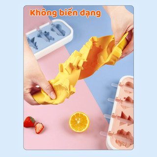 Khay Làm Kem Silicon Cho Bé Tạo Hình Dễ Thương MAISON, Khuôn Làm Thạch Pudding Kèm Nắp Đậy Cao Cấp